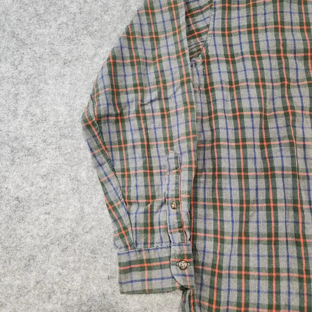 VTG 90s J Crew Oarsman‎ Mens L Large Cotton Plaid Flannel Button Up Down Shirt